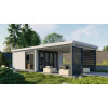 Casas de madera modernas con porche frontal HUELVA blanco