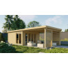 Casas de madera modernas con porche frontal HUELVA frontal incoloro