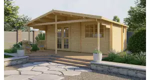 Casas de madera con estancias y porche PALMAR incoloro