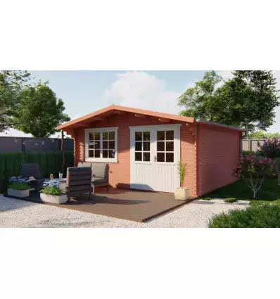 Casas de madera con climalit HENDRICK rojo