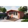 Casas de madera con climalit HENDRICK rojo