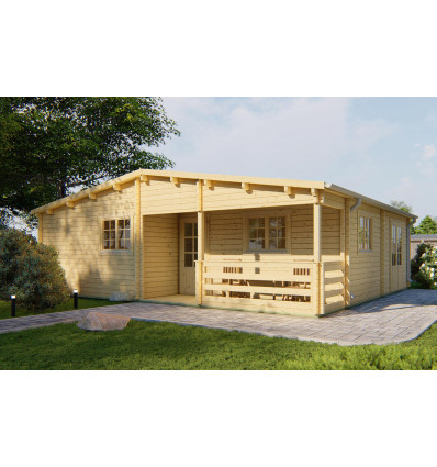 Mini casas de madera 2 habitaciones + salón-cocina + baño - 75m2 - AZORES - 70 MM