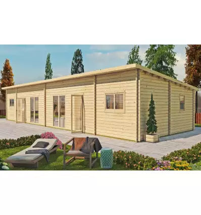 CASA DE MADERA LAS PALMAS 50M2 - 44MM - FRONTAL