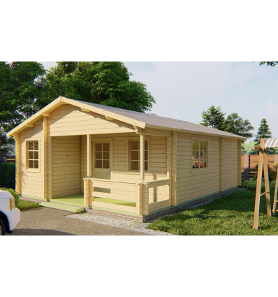 Mini Casa de Madera -70MM - 595X800cms - baño, salón, cocina y 2 estancias KAY