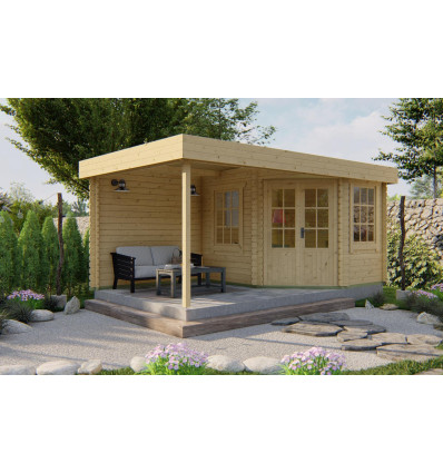 Casas de madera moderna con porche - 500x300 cms - 28 MM - STIG