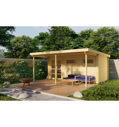 Casa de madera rectangular con porche - 498x298+200 cms - 28 MM ETTEN-LEUR - HOBYCASA