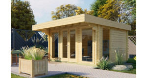 Cabaña de madera moderna doble acristalamiento 435x330+120 cms - 44MM LORY