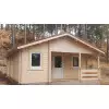 Cabaña de madera KAY - frontal derecha teja sandwich + puertas y ventanas PVC