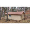 Cabaña de madera KAY - lateral trasera teja sandwich + puertas y ventanas PVC
