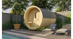SAUNA BARRIL DE ABETO DE DIAMETRO 205 Y 350 CMS DE LARGO - PORTADA