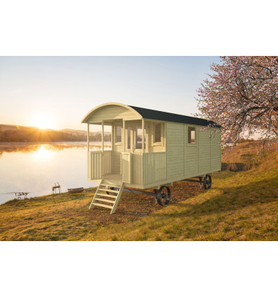 Casa de madera con ruedas GYPSY CARAVAN CON PORCHE - PORTADA