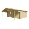 Casas de madera con estancias y porche PALMAR frontal