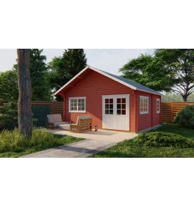 Mini casas de madera con altillo LLANES - HOBYCASA roja