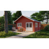 Mini casas de madera con altillo LLANES - HOBYCASA roja