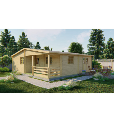 Mini casitas de madera - 70 MM -  941x868 - 3 habitaciones + amplio salón-cocina + baño y porche - FUERTEVENTURA