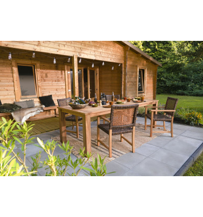 Mesa jardín en madera de teka de estilo moderno 180X90 CMS - HOBYCASA