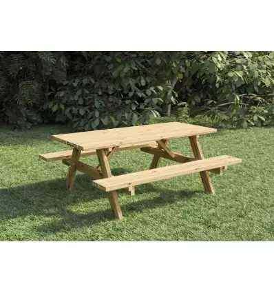 Mesas de jardin con bancos plegables - PORTADA