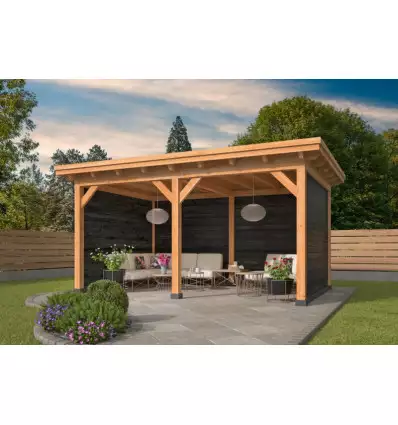 Pérgola ODENSE tipo 4 - 550x378x266,3cm - paredes negras - PORTADA