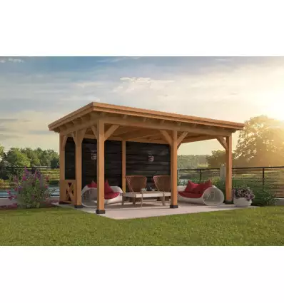 Pérgola ODENSE tipo 2 - 550x378x266,3cm - paredes negras - PORTADA