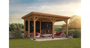 Pérgola ODENSE tipo 2 - 550x378x266,3cm - paredes negras - PORTADA