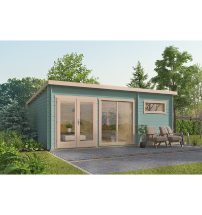 Casa de Madera RONDA  Moderna de 6x5 con habitación baño y salón cocina en 40 mm fachada con lasur