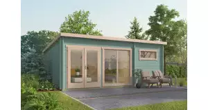 Casa de Madera RONDA  Moderna de 6x5 con habitación baño y salón cocina en 40 mm fachada con lasur