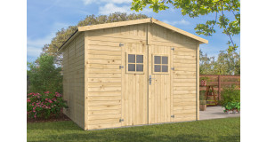 Caseta de jardín barata MIJAS  de 3X3 de Paneles Preensamblados fachada sin lasur