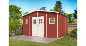 Caseta de madera barata UTRERA de  4X3 de Paneles Preensamblados fachada con lasur