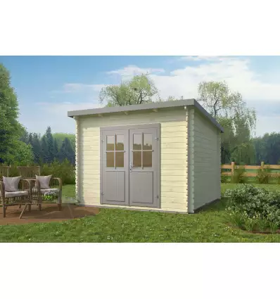 Caseta de jardín IBIZA 3x3 Moderna 28mm portada lasur