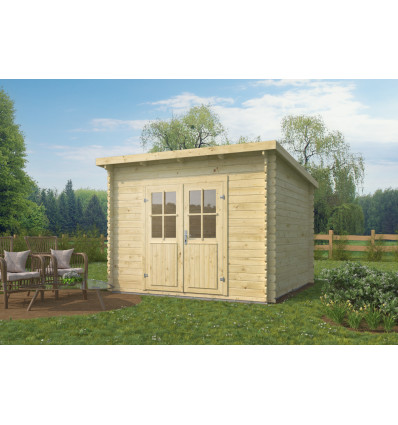 Caseta de jardín IBIZA 3x3 Moderna 28mm portada madera