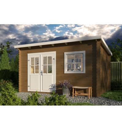 Caseta de Jardín CONIL de diseño moderno 4x3 en 34 mm portada lasur