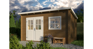 Caseta de Jardín CONIL de diseño moderno 4x3 en 34 mm portada lasur