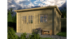 Caseta de Jardín CONIL de diseño moderno 4x3 en 34 mm portada madera