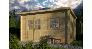 Caseta de Jardín CONIL de diseño moderno 4x3 en 34 mm portada madera