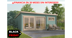 Casa de Madera RONDA  Moderna de 6x5 con habitación baño y salón cocina en 40 mm fachada conn lasur oferta
