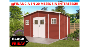 Caseta de madera barata UTRERA de  4X3 de Paneles Preensamblados fachada con lasur oferta
