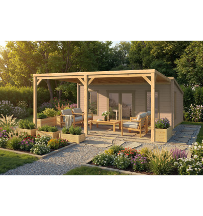 Porche Cochera de madera Anexa  400x570 ROSES-B