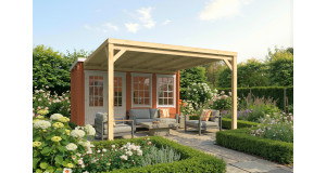 Porche de Madera Cubierto Anexado 400x400 BLANES-B