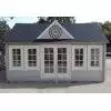 Cabañas de madera originales CLOCKHOUSE - LASUR GRIS Y BLANCO