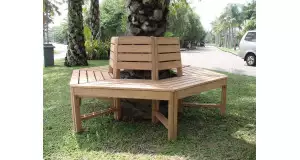 BANCO CIRCULAR PARA ARBOL EN MADERA TROPICAL - MONTAJE CLIENTE