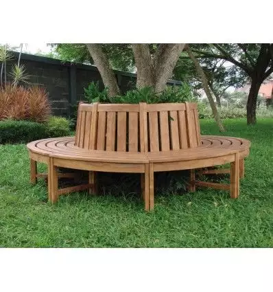 BANCO CIRCULAR PARA ARBOL EN MADERA DE TEKA - MONTAJE CLIENTE