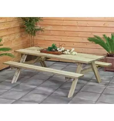 Mesas de jardin con bancos plegables - PORTADA