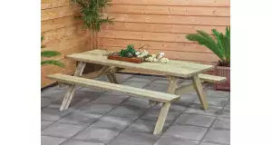 Mesas de jardin con bancos plegables - PORTADA