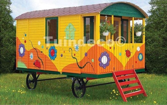 caseta de madera para niños gypsy caravan HOBYCASA