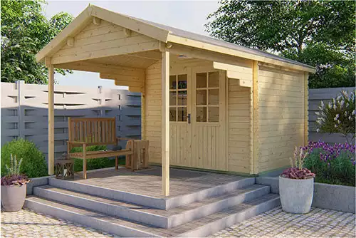 Casitas de madera con porche