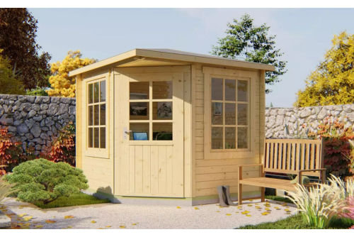 Casetas de madera en esquina