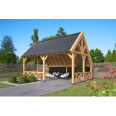 Pérgola Billund tipo 4 - paredes en color negro - 600x460 cms