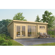 Casa de Madera RONDA  Moderna de 6x5 con habitación baño y salón cocina en 40 mm