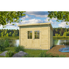 Caseta de madera prefabricada REUS  de techo plano 3x3 en 34mm