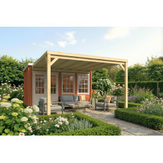 Porche de Madera Cubierto Anexado 400x400 BLANES-B